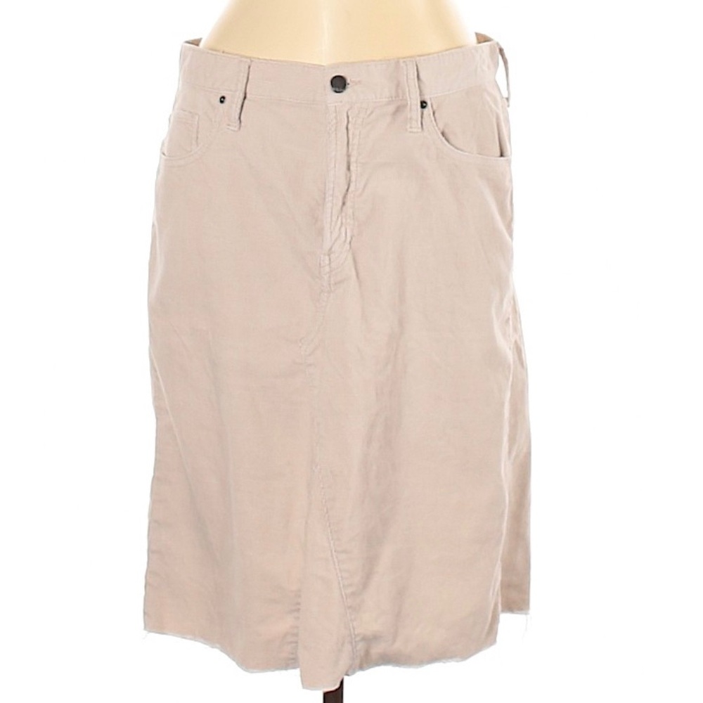 Gap 1969 Distressed Corduroy Cream Midi Skirt 32 Cute Casual Trendy Distressed - Picture 2 of 10